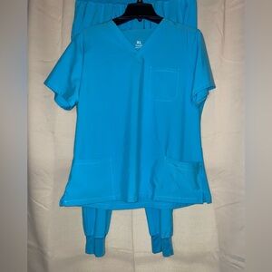 Blue Scrub Set with Pockets